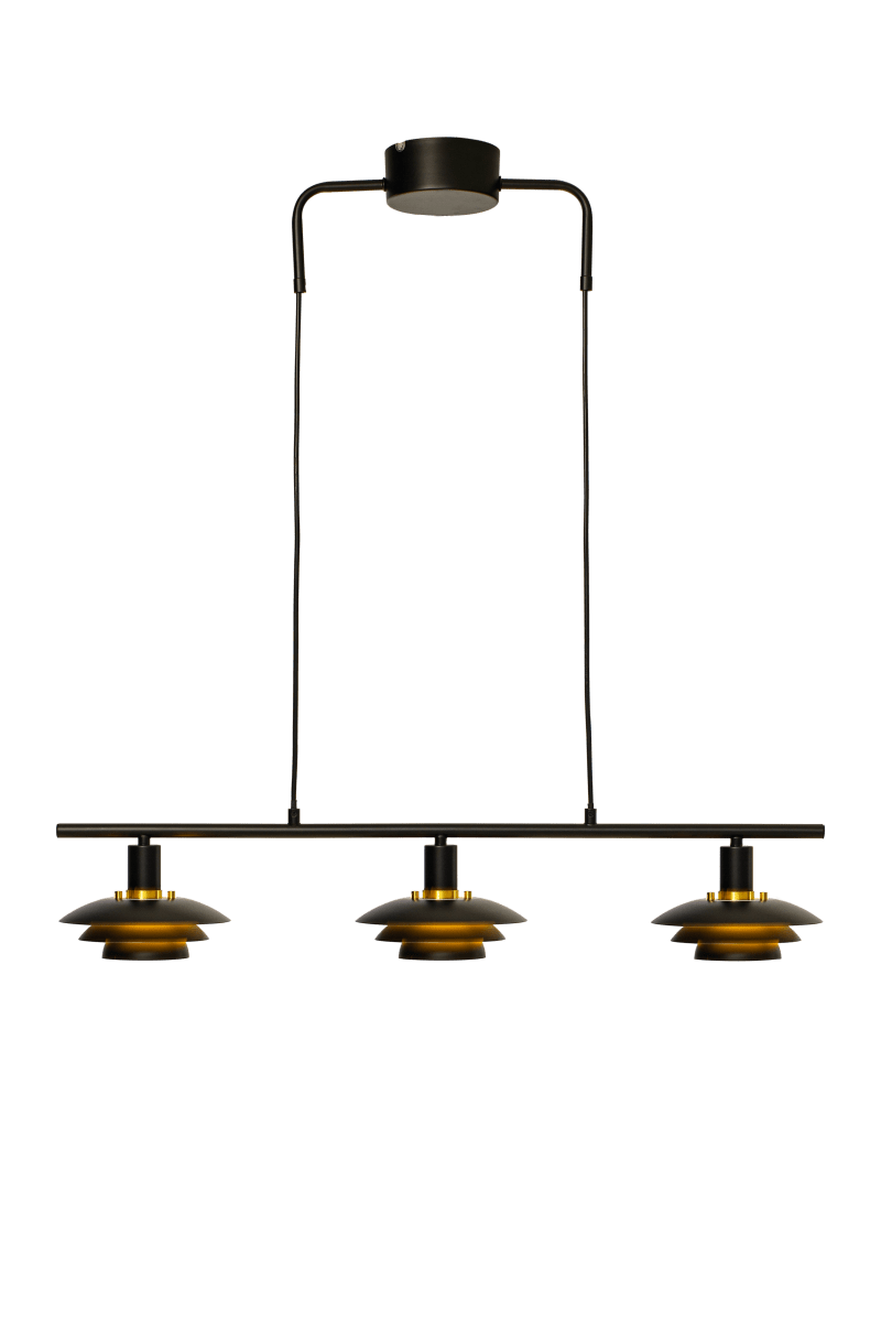 Epsilon 86cm Zwart hanglamp Van Aneta Lighting - EPSILON is de klassieke plafondlamp die met zijn drie kleinere kappen een modernere stijl heeft gekregen.