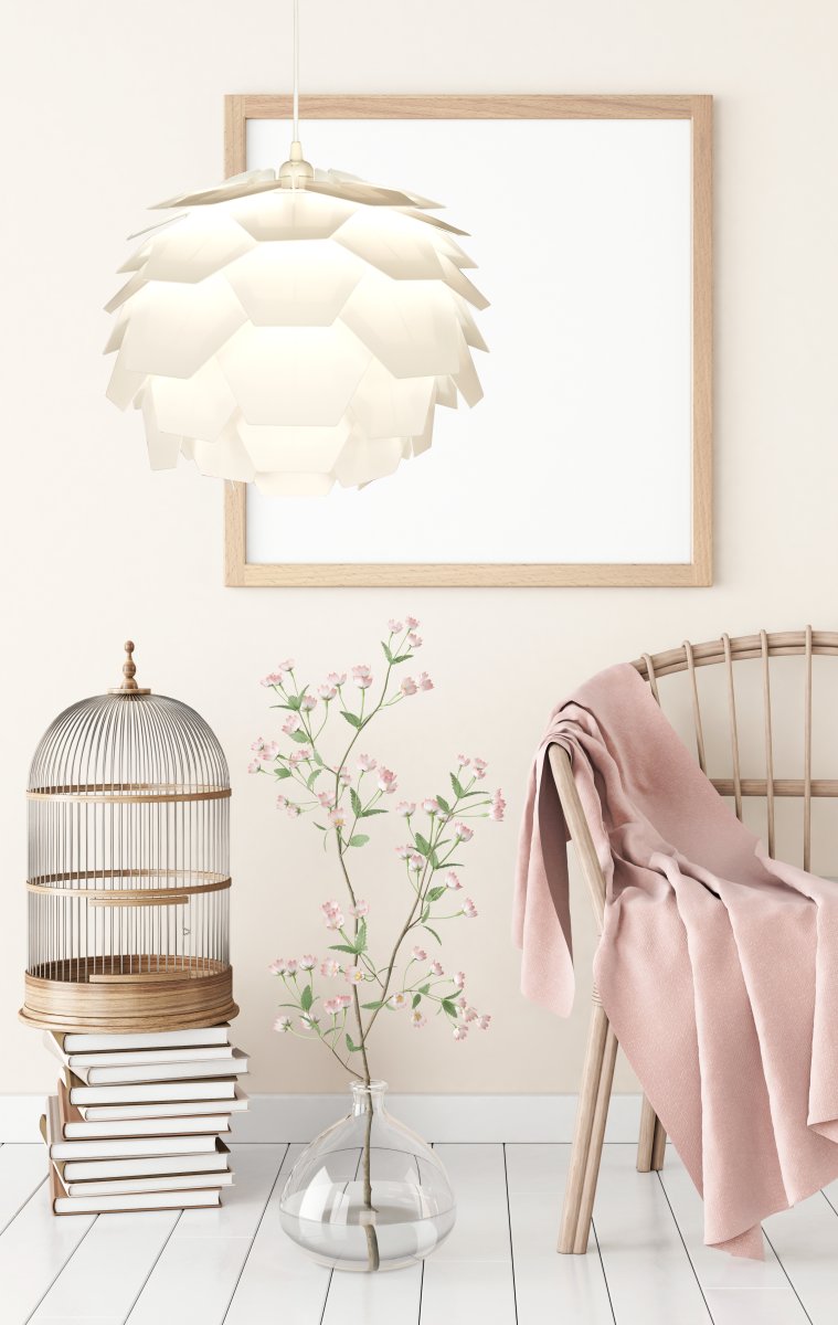 Carpatica Ø40 Wit hanglamp Van Aneta Lighting - De plafondkap is gemaakt van wit kunststof en geschikt voor haakophanging.