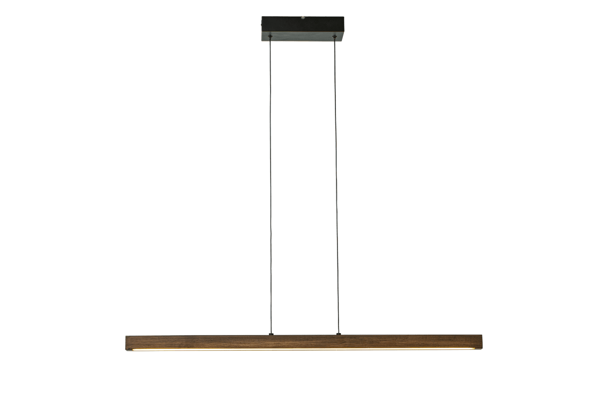 Linea 100cm Bruin hanglamp Van Aneta Lighting - De moderne Linea plafondlamp in bruin gebeitst hout&auml; wordt een stijlvol en praktisch detail in uw huis.