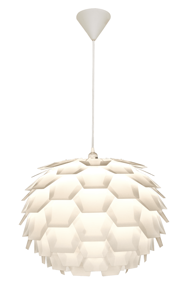 Carpatica Ø60 Wit hanglamp Van Aneta Lighting - De plafondkap is gemaakt van wit kunststof en geschikt voor haakophanging.