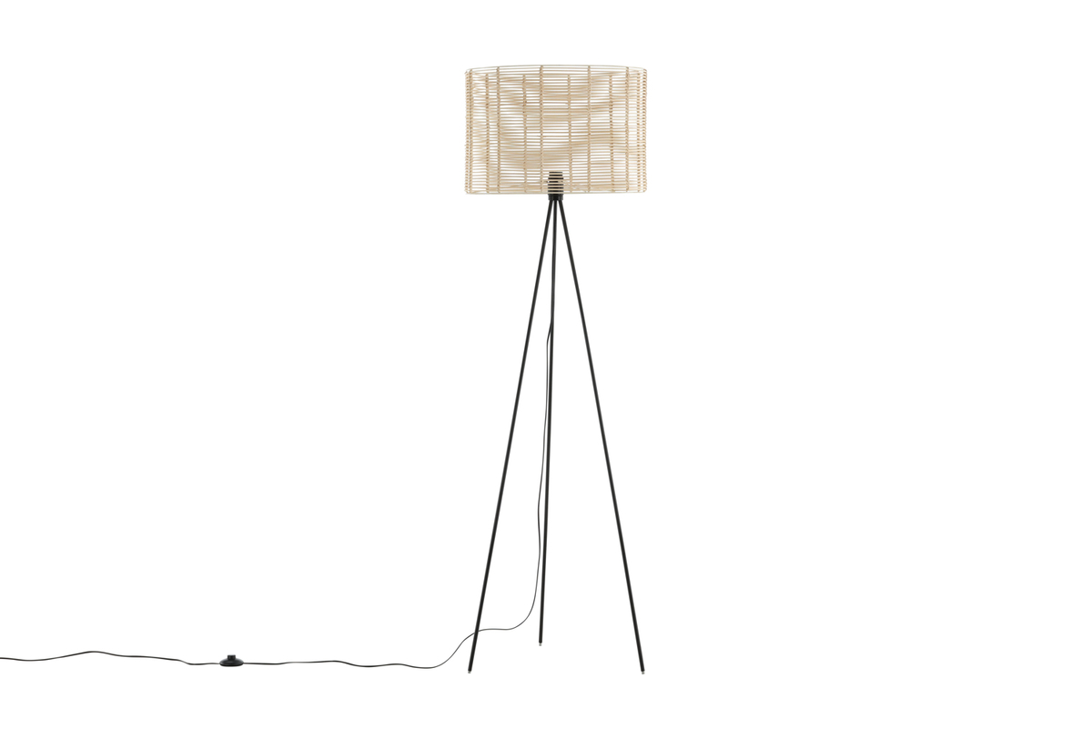 Fence Zwart vloerlamp Van Venture Design - FENCE is een moderne vloerlamp van rotan die een prachtige gloed aan de kamer geeft.