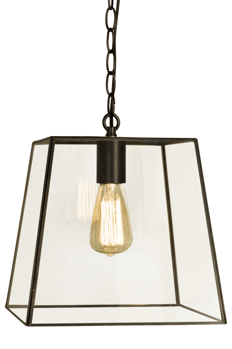 Diplomat 28cm Zwart hanglamp Van Aneta Lighting - DIPLOMAT eenvoudig te plaatsen plafondlamp in zwart gelakt metaal en glas, 60W E27 (niet inbegrepen).