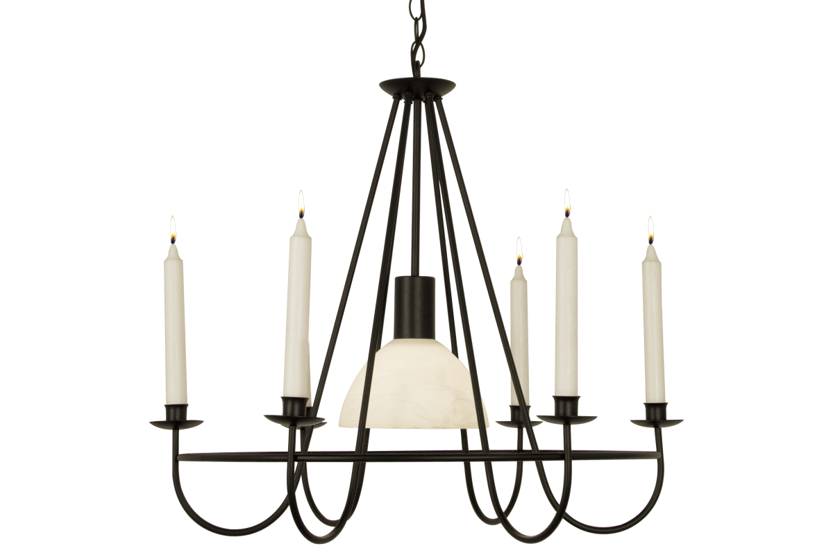 Kronoberg Ø60 Zwart hanglamp Van Aneta Lighting - KRONOBERG huiselijke plafondkroonluchter in zwart gelakt metaal met 6 houders voor kroonluchters.
