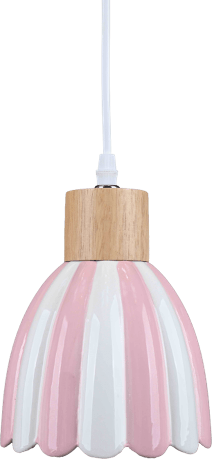 Poppy Ø15 Roze/wit raamlamp Van Pixie Design - Poppy is een charmante vensterlamp van keramiek met een zacht afgeronde vorm en decoratieve houten details die een natuurlijke uitstraling geven.