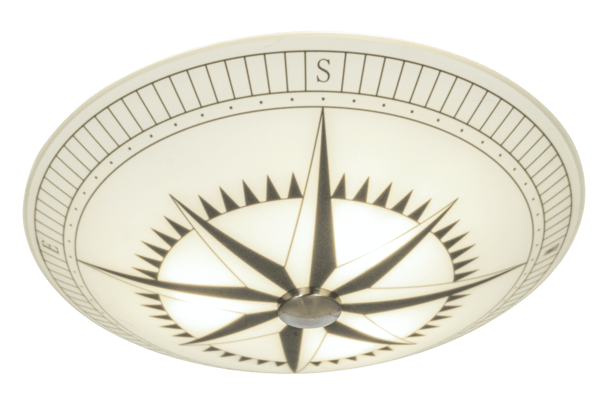  Kompass Ø50 Wit plafondlamp Van Aneta Lighting - Kompass plafondlamp met licht komvormig patroonglas en metalen details.