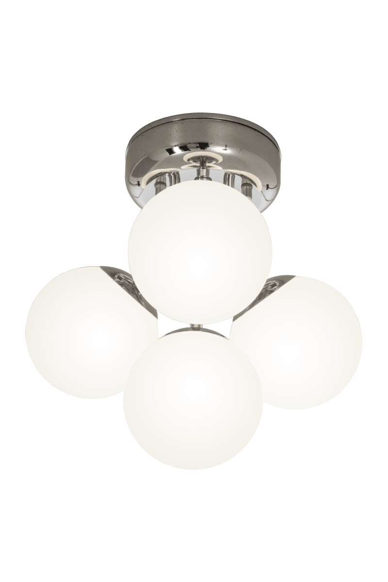 Nicosia Ø26 Chroom badkamerlamp Van Aneta Lighting - Nicosia plafondlamp chroom met opaalwitte bollen.