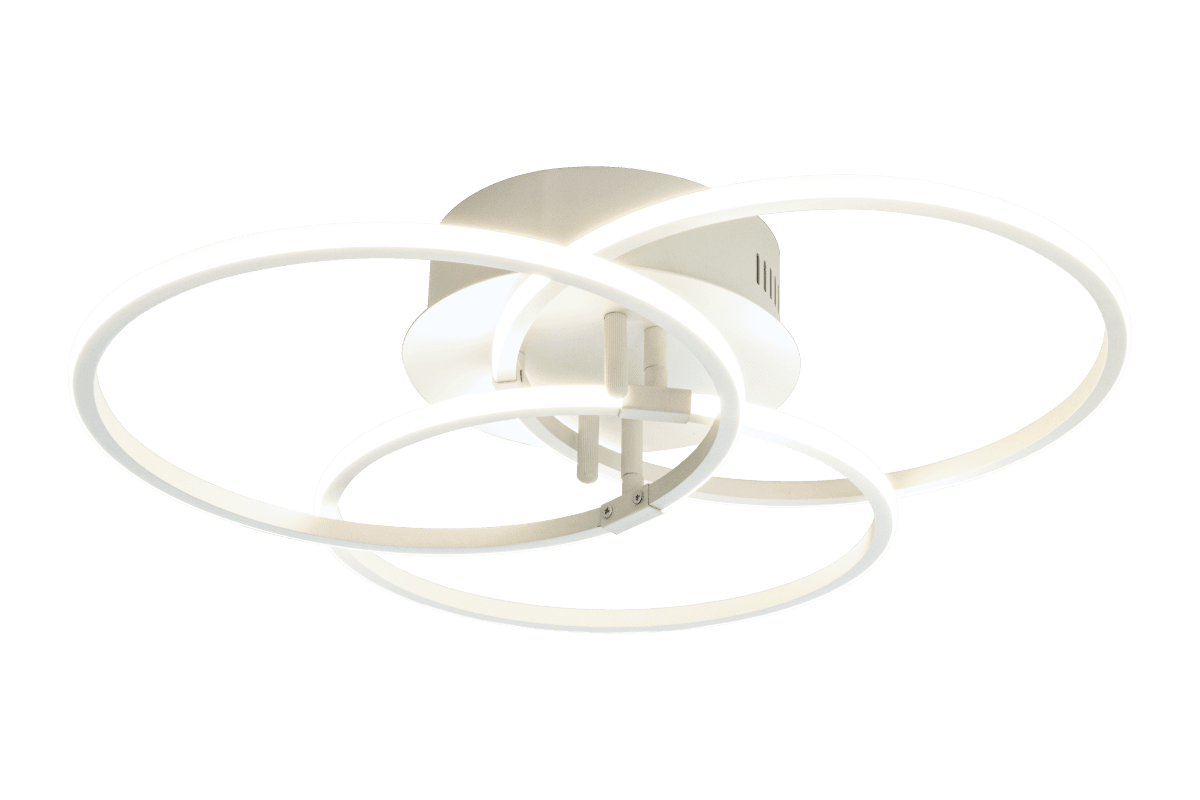 Ringo 45cm Wit plafondlamp Van Aneta Lighting - RINGO plafondlamp gemaakt van drie in elkaar grijpende ringen van wit gelakt metaal.