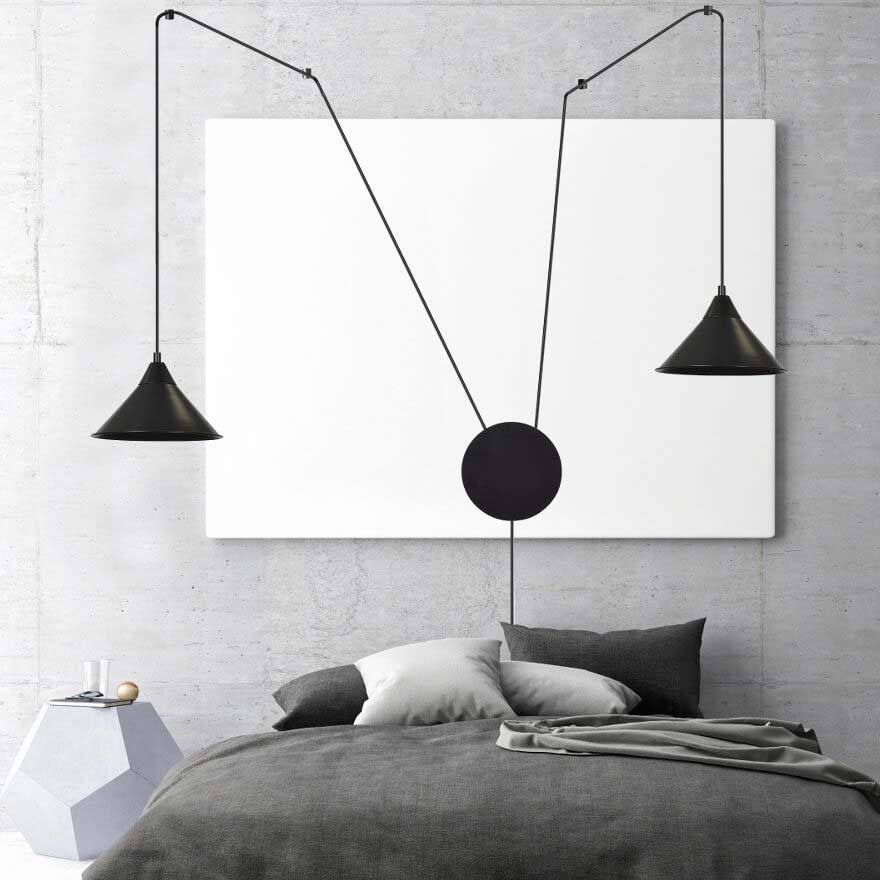 Abramo 40cm Zwart hanglamp Van Emibig Lighting - Met de mogelijkheid tot wandmontage en een lang snoer biedt Abramo vele mogelijkheden voor verschillende opstellingen.