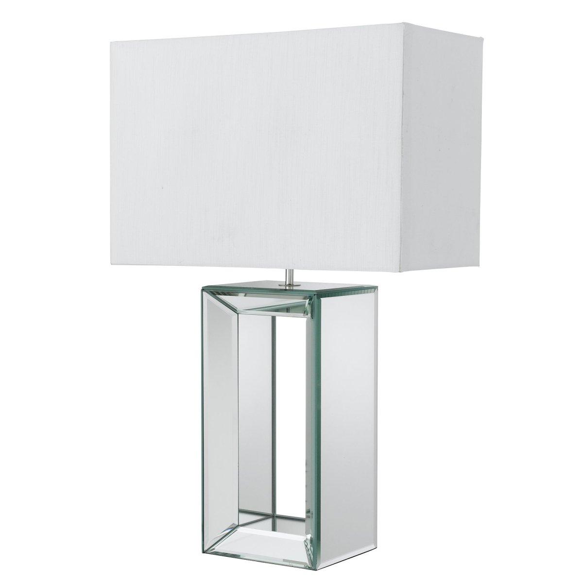 Mirror 58cm Wit tafellamp Van Searchlight - De spiegelvoet geeft de lamp een moderne uitstraling en is daardoor perfect voor in een moderne woonkamer.