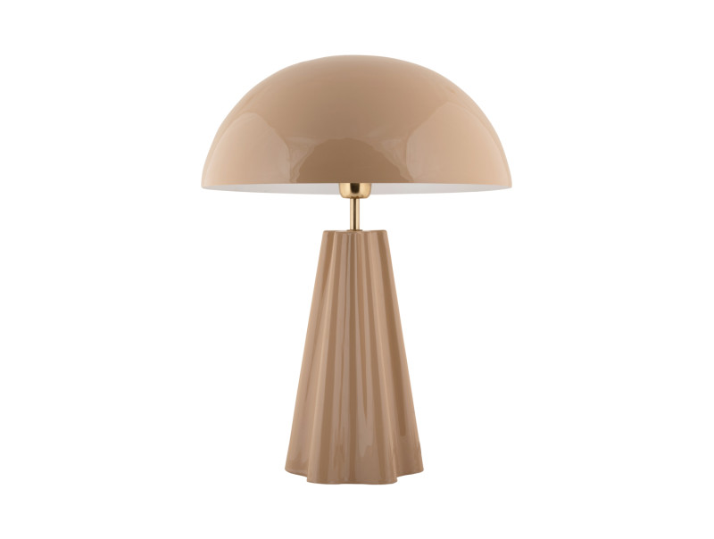 Amplio 55cm Beige tafellamp Van Leitmotiv - De lamp is gemaakt van metaal met een glanzende beige afwerking en elegante messing details die een verfijnde uitstraling geven.