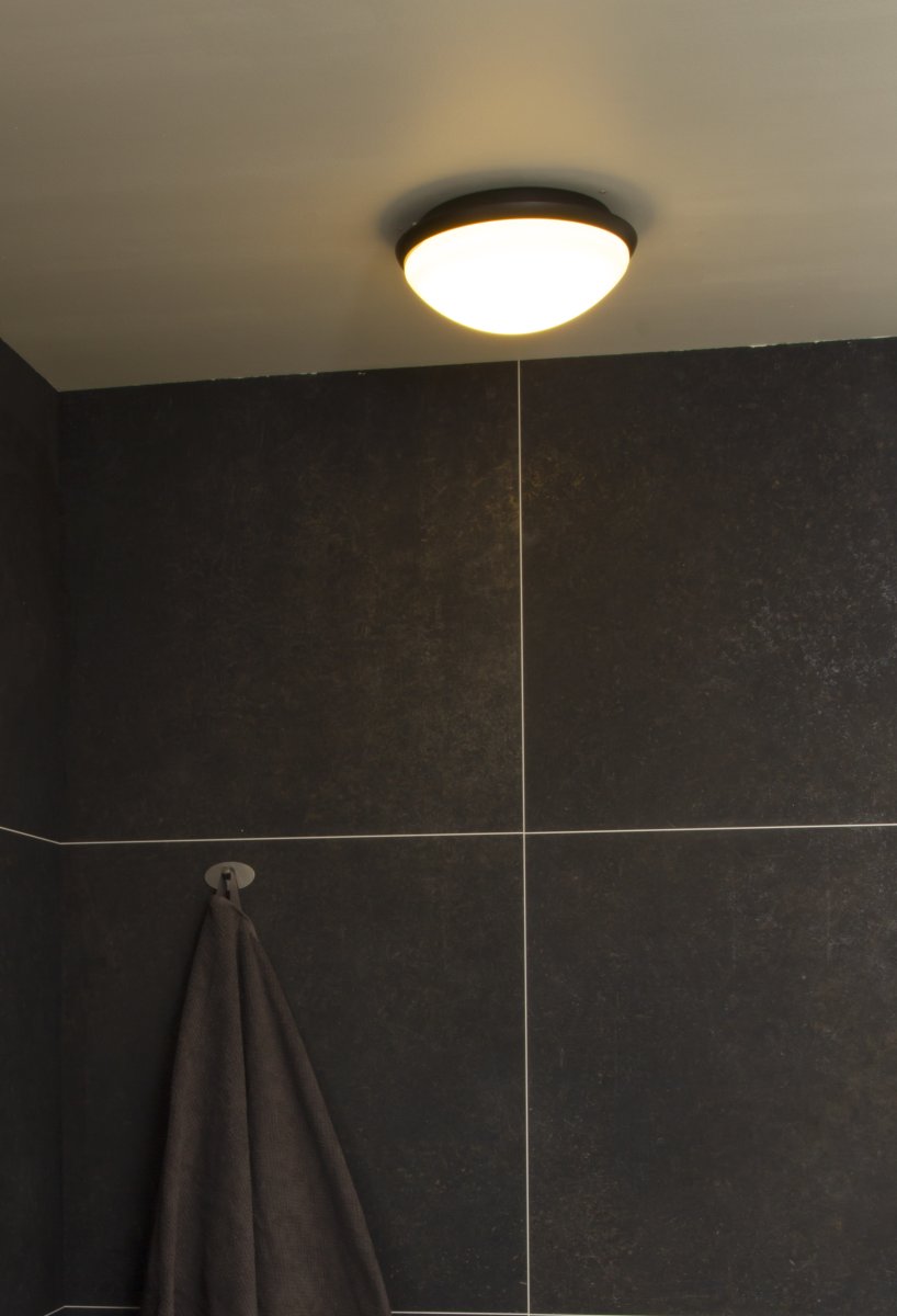 Siracusa Ø25 Wit badkamerlamp Van Aneta Lighting - De lamp wordt met schroeven aan het plafond bevestigd en de stroomaansluiting is vast.