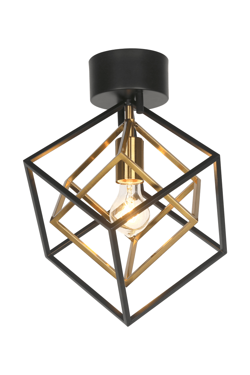 Cubes 32cm Zwart plafondlamp Van Aneta Lighting - Cubes plafondlamp in zwart gelakt en mat messingkleurig metaal.