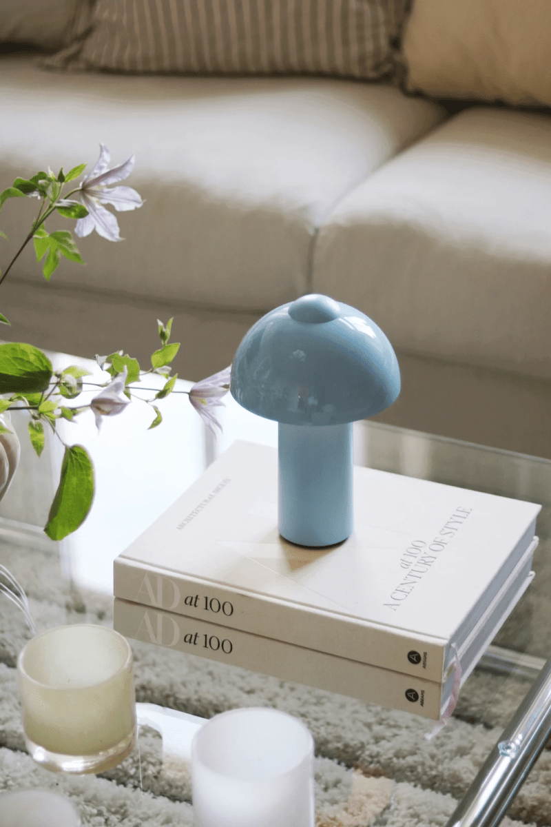 Buddy 25cm Lichtblauw Draagbare Van Globen Lighting - Met de aanraakknop bovenop kunt u de lamp eenvoudig aan- en uitzetten en de helderheid naar wens aanpassen.