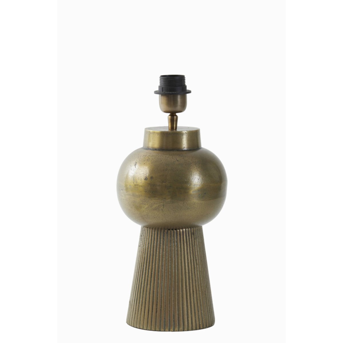 Shaka 33cm Bronzen lampenvoet Van Light & Living - De gecanneleerde voet sluit aan op de zacht afgeronde bovenkant, wat een harmonieuze balans creëert tussen structuur en elegantie.