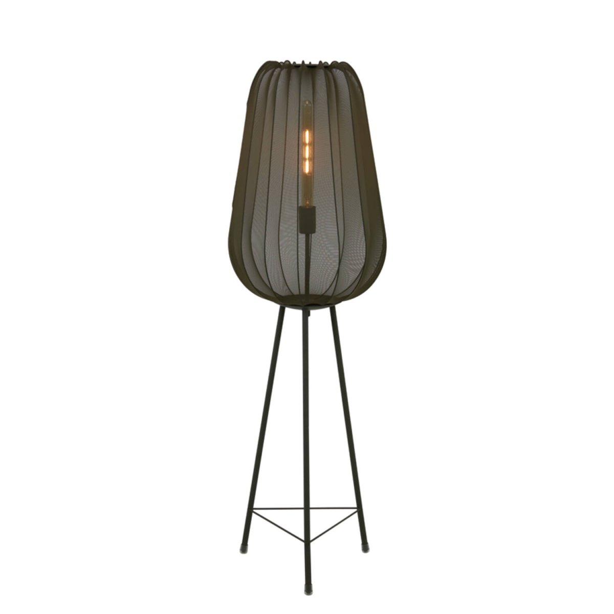 Plumeria Donkergroen vloerlamp Van Light & Living - De decoratieve lampenkap van gaasstof zorgt voor een prachtige lichtspreiding in de kamer wanneer de lamp brandt.