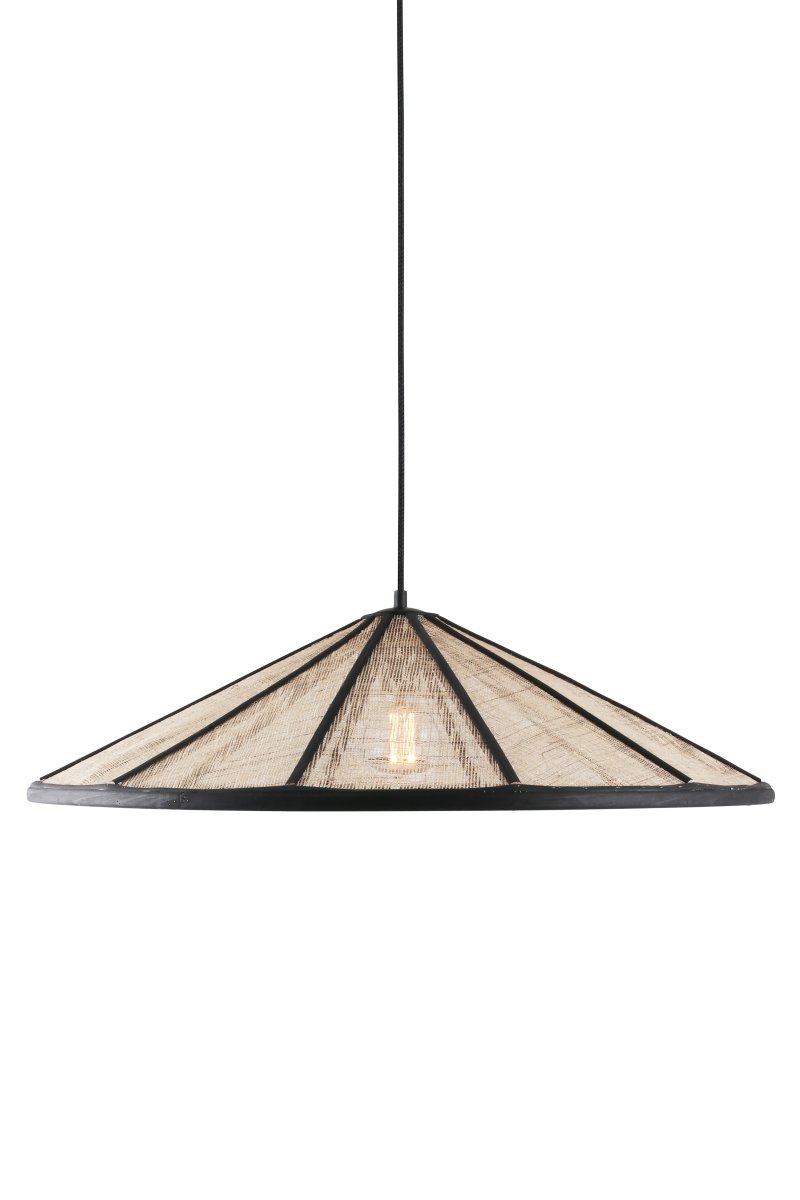 Akira Ø70 Natuur/zwart hanglamp Van Globen Lighting - Akira is een grotere plafondlamp, die met een diameter van 70 cm boven een eettafel past.