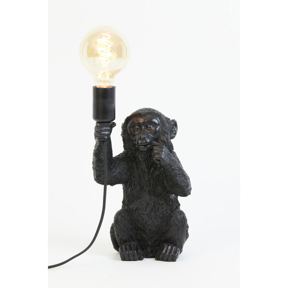 Monkey 34cm Zwart tafellamp Van Light & Living - Monkey is een speelse lamp met karakter, laat hem uw huis verlichten met zijn unieke en charmante design!