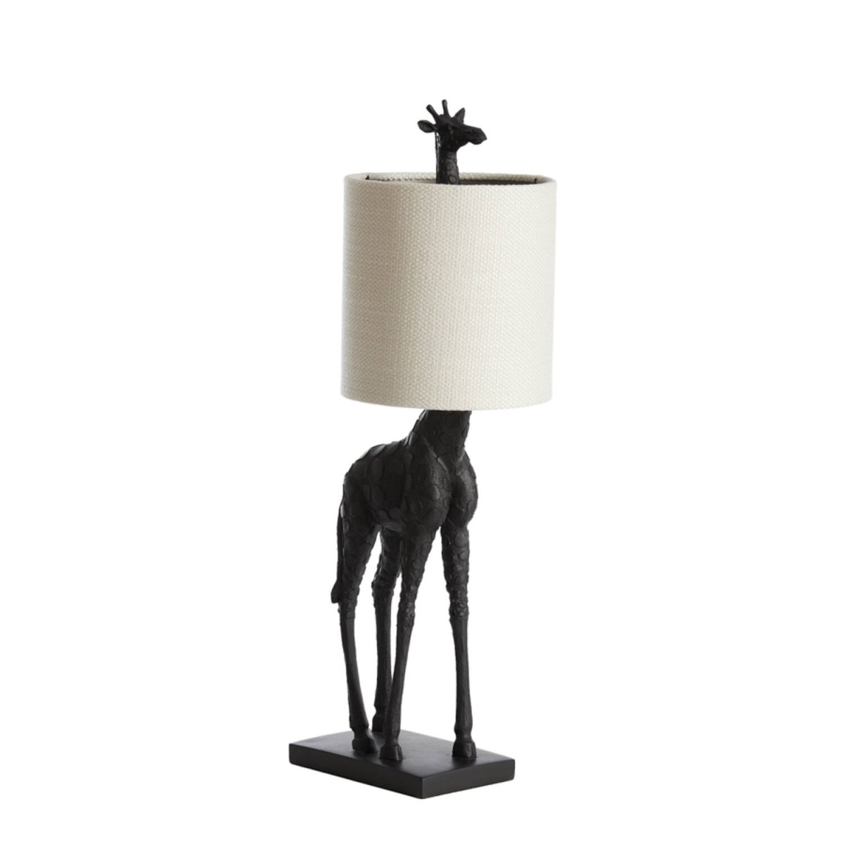 Giraffe 68cm Zwart tafellamp Van Light & Living - De zwarte giraffevoet zorgt voor een charmante toets, terwijl de crèmewitte lampenkap een zacht en aangenaam licht verspreidt.
