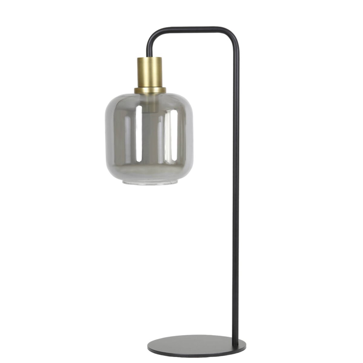 Lekar 58cm Zwart tafellamp Van Light & Living - Het getinte glas zorgt voor een zachte en warme lichtverdeling, perfect voor een stijlvol en elegant interieur.