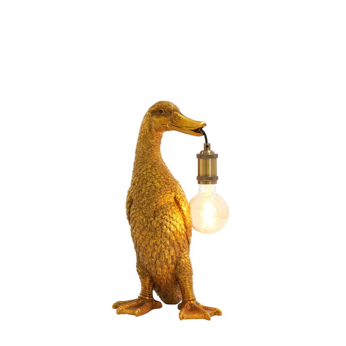 Duck 48cm Antiek goud tafellamp Van Light & Living - Deze unieke lamp met antiekgouden afwerking combineert een speels design met elegante verlichting.