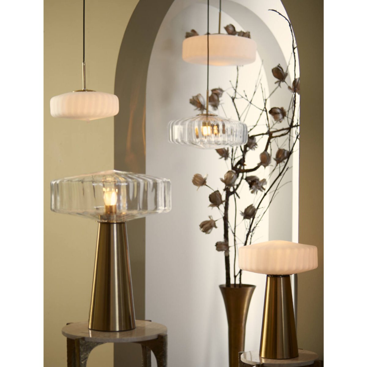 Pleat 53cm Goud/helder tafellamp Van Light & Living - 