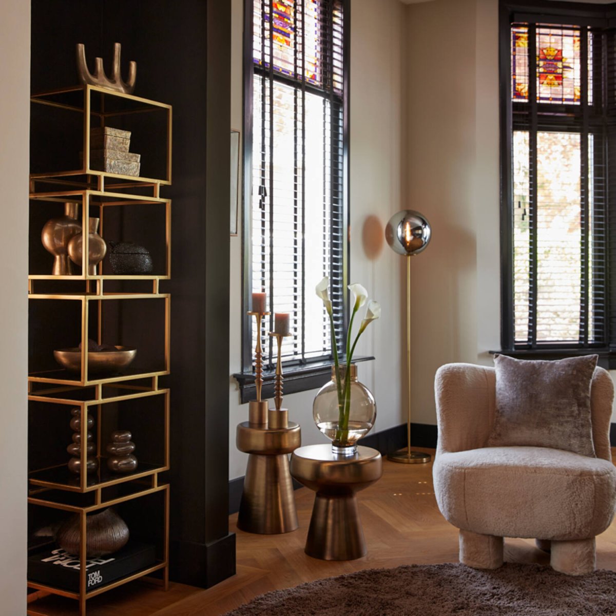 Medina Goud/rook vloerlamp Van Light & Living - 