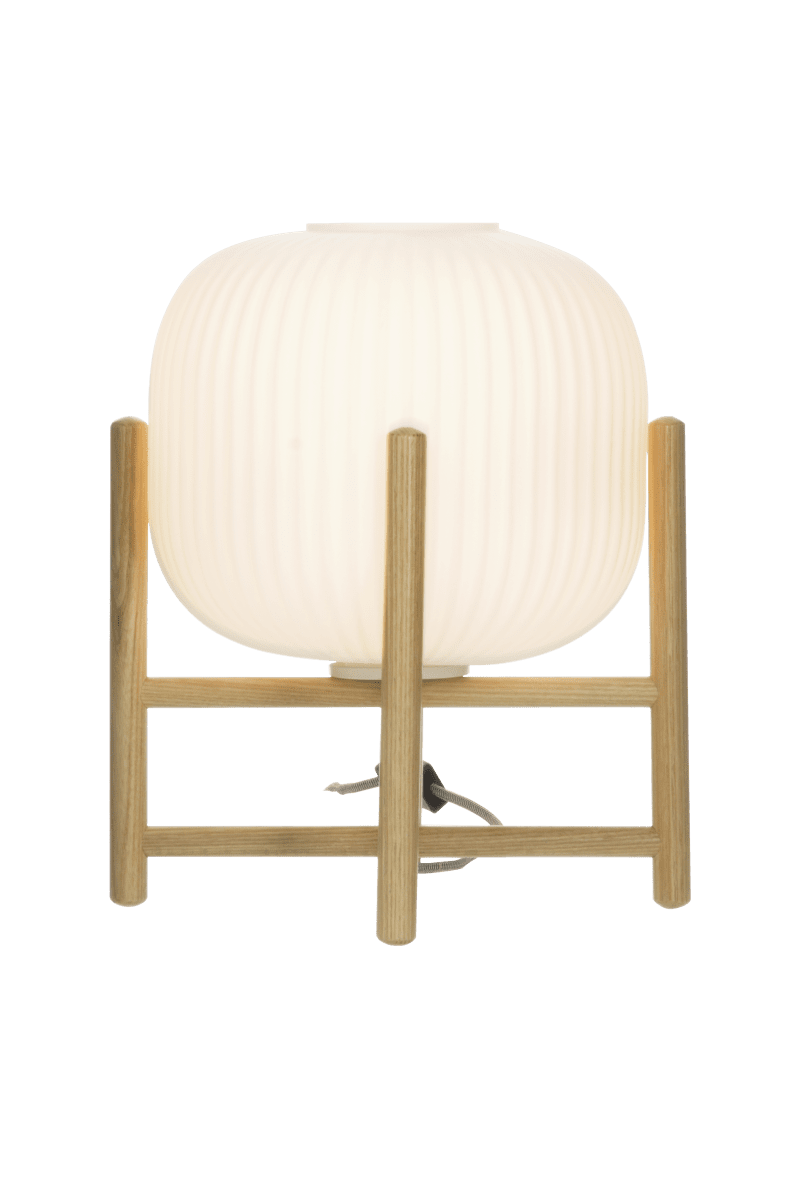 Vinda 32cm Hout tafellamp Van Aneta Lighting - in de lamp en glas in de kap.