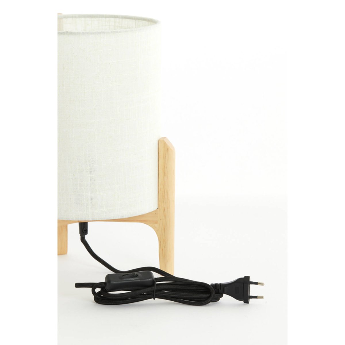 Litto 33cm Wit tafellamp Van Light & Living - De lamp heeft een stevig licht houten frame en een witte linnen kap die een zacht en aangenaam licht verspreidt.
