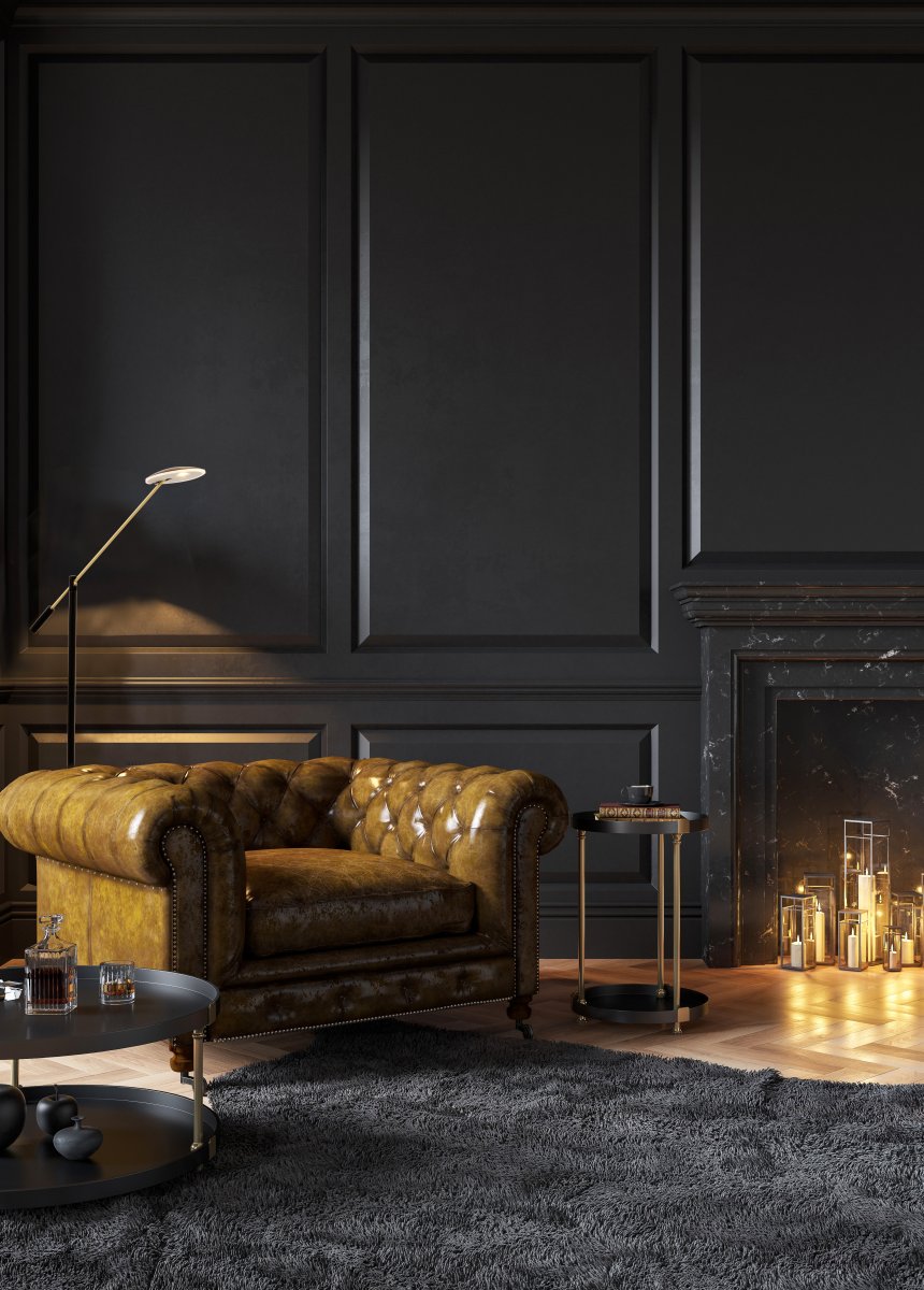 Cadiz Zwart vloerlamp Van Aneta Lighting - Het licht wordt met een dimmer aan- en uitgezet.