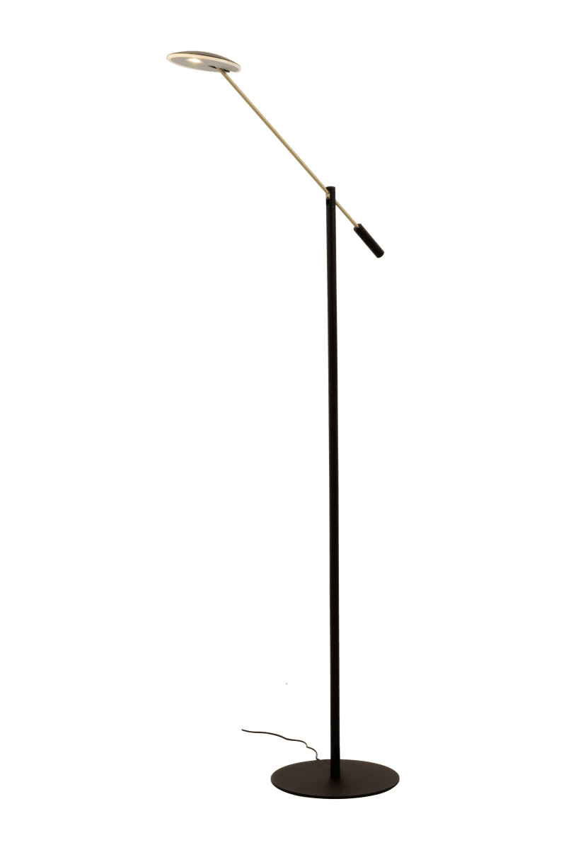 Cadiz Zwart vloerlamp Van Aneta Lighting - Het licht wordt met een dimmer aan- en uitgezet.