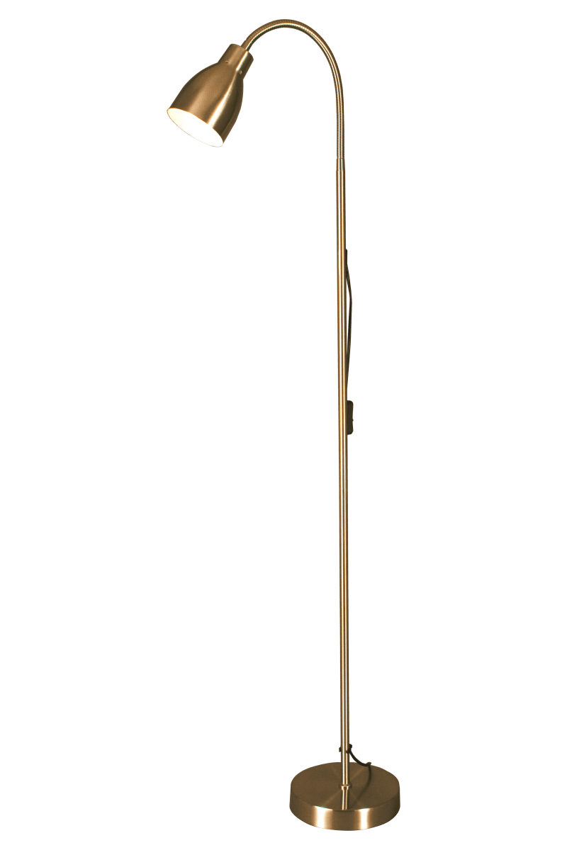 Sarek Antiek messing vloerlamp Van Aneta Lighting - Sarek is een elegante staande lamp in messing met een flexibele arm voor eenvoudige aanpassing van het licht.
