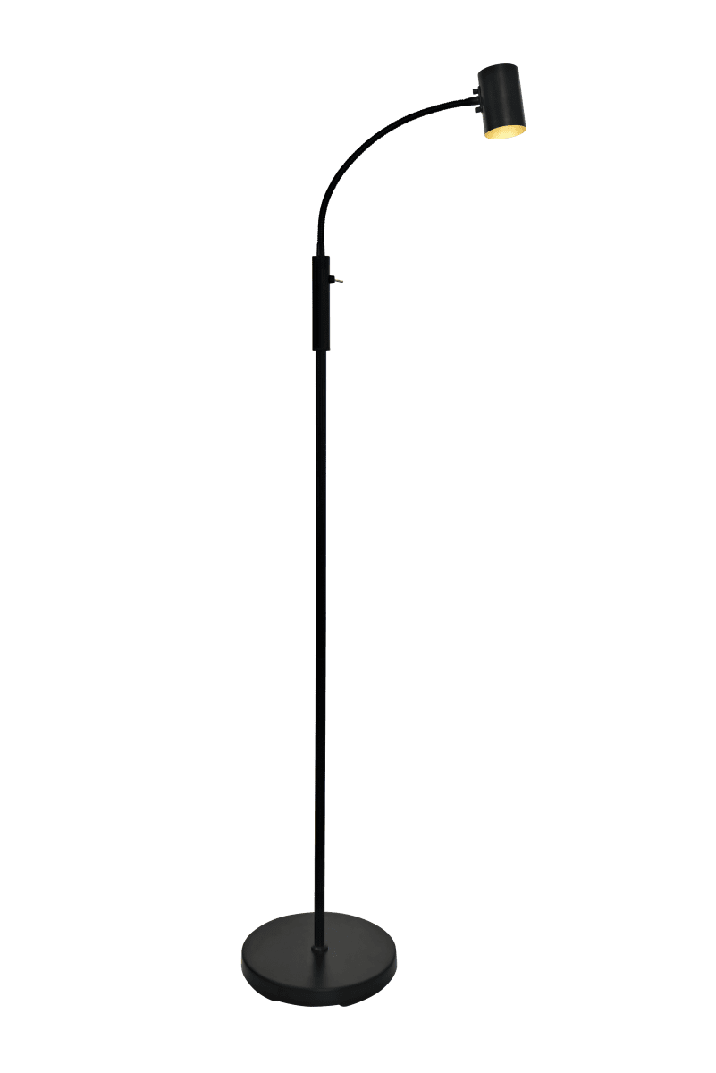 Hugin Zwart vloerlamp Van Aneta Lighting - De praktische Hugin vloerlamp van metaal past met zijn minimalistische design in de meeste huizen.