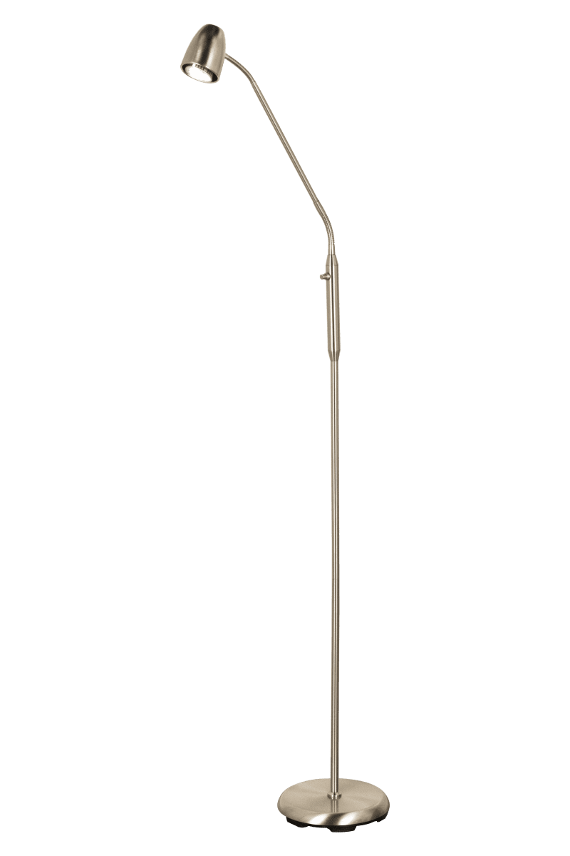 Sandnes 1 Staal vloerlamp Van Aneta Lighting - de staaf en een verstelbare kop.