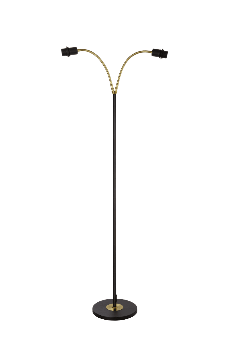  Ljusdal 2 Zwart vloerlamp Van Aneta Lighting - Geschikt als zoeklicht met 2 verstelbare armen en aparte aan/uit-schakelaars.