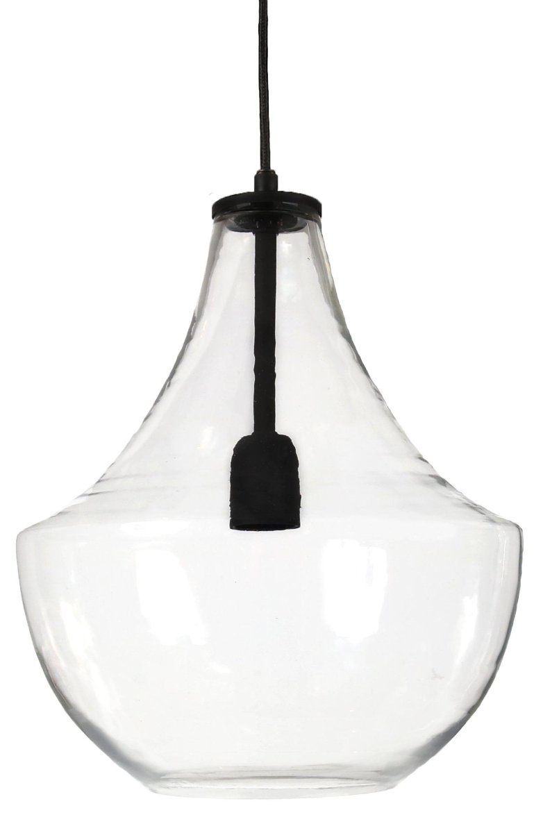 Hamilton Ø30 Transparant hanglamp Van PR Home - De Hamilton plafondlamp van helder handgemaakt glas en zwart mat metaal is verkrijgbaar in 2 maten.