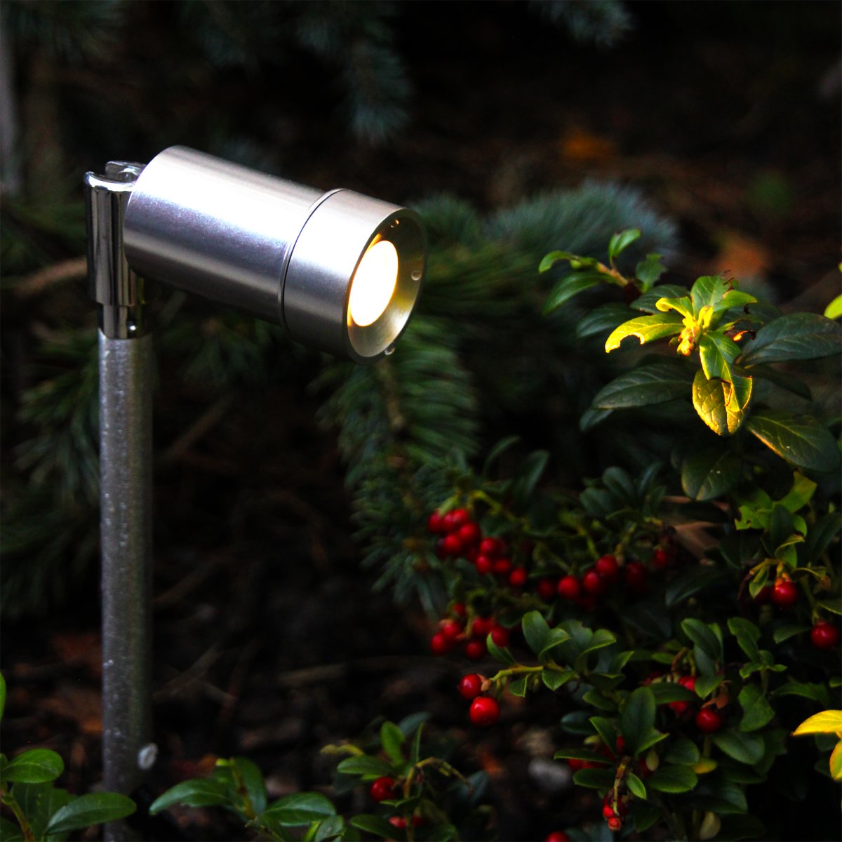 Optica Zilver Van Lightson - Optica is een zeer kleine lamp die geschikt is voor kleinere bomen en struiken of waar u individuele objecten wilt verlichten, zoals een kunstwerk of een waterspiegel.