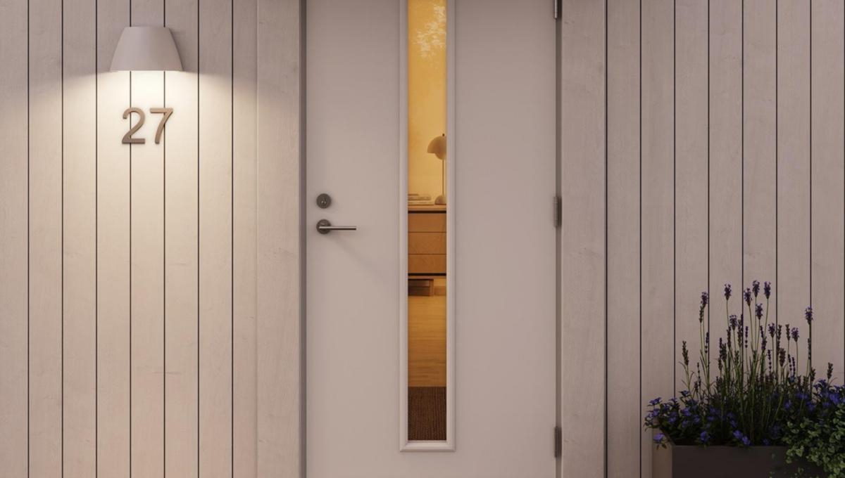 Wandlamp OUT-02 Wit Van Plejd - OUT-02 heeft een instelbare kleurtemperatuur en kan worden ingesteld op een vaste temperatuur of dimmen om warmer te worden.