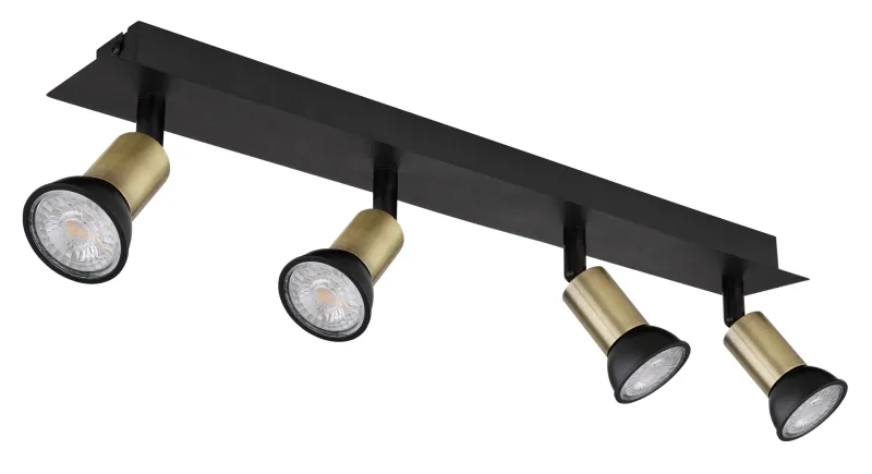 Drew 4 Goud spot Van Globo Lighting - Drew &auml;r en stilren takspotlight som imponerar med sin design i mattsvart och guld.