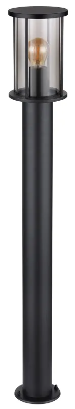 Gracey 100cm Zwart lichtpaaltjes Van Globo Lighting - Gracey &auml;r en pollare i stilren design, tillverkad av mattsvart rostfritt st&aring;l och har en r&ouml;kf&auml;rgad glassk&auml;rm.