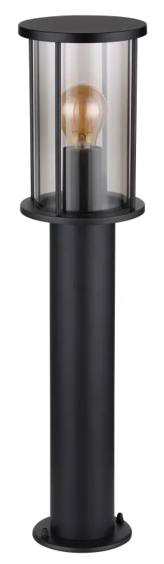 Gracey 60cm Zwart lichtpaaltjes Van Globo Lighting - Gracey &auml;r en pollare i stilren design, tillverkad av mattsvart rostfritt st&aring;l och har en r&ouml;kf&auml;rgad glassk&auml;rm.