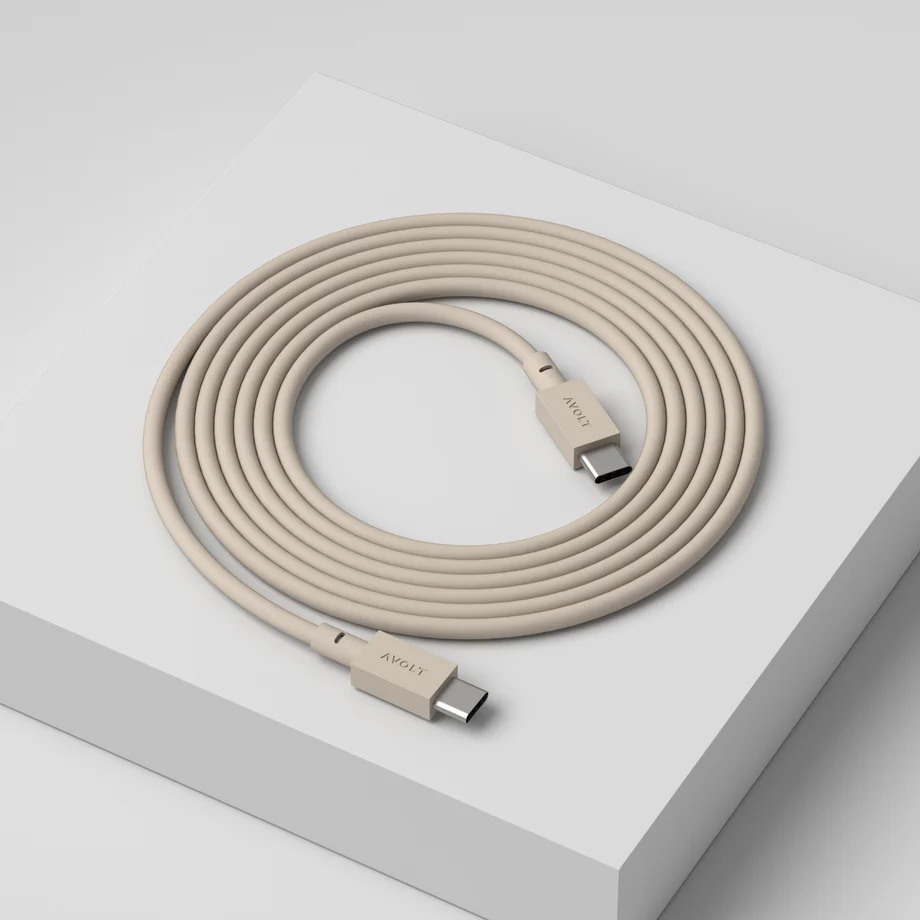 Cable 1 USB C to USB C Charging Cable, 2m Zand Van Avolt - Perfect te combineren met andere producten van Avolt &ndash; Functie en vorm komen samen, waar u ook bent.