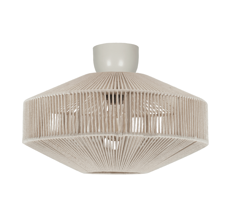 Svea Ø46 Beige plafondlamp Van Trio Lighting - De zorgvuldig geweven katoenen kap cre&euml;ert een prachtig lichtspel en geeft de kamer een warme en levendige sfeer.