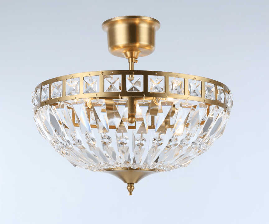 Flores Ø35 Geborsteld messing kristal Van Norrsken Design - De Flores plafondlamp in geborsteld messing is een elegante en verfijnde lichtbron die elke kamer verfraait met zijn moderne design en exclusieve details.