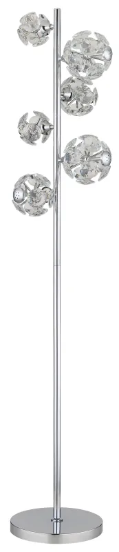 Virina Chroom vloerlamp Van Globo Lighting - Med en perfekt balans mellan modern design och funktionalitet blir Virina ett lyxigt blickf&aring;ng som f&ouml;rh&ouml;jer rummets karakt&auml;r och skapar unika ljusmoment.