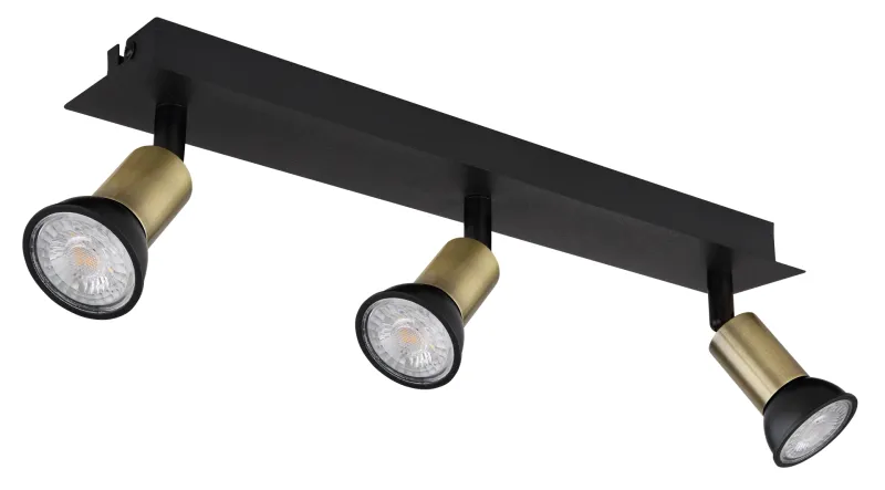 Drew 3 Goud spot Van Globo Lighting - Drew &auml;r en stilren takspotlight som imponerar med sin design i mattsvart och guld.