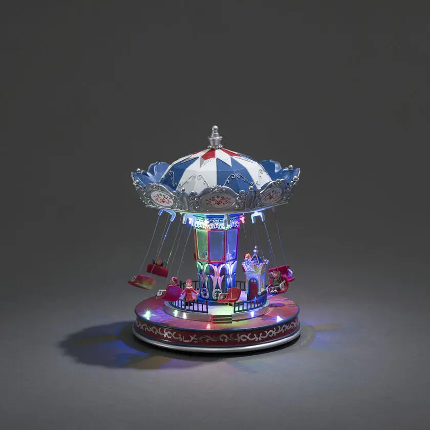 Mechanische Kerstdecoratie Met Carrousel 27cm Veelkleurig Van Konstsmide - Laat de magie van Kerstmis los met deze mechanische kerstversiering in de vorm van een kleurrijke draaimolen!