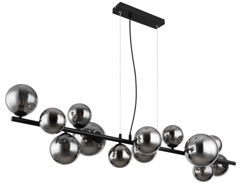 Riha 120cm Rookkleurig hanglamp Van Globo Lighting - Lampan &auml;r av mattsvart metall och ger ditt hem en lyxig och inbjudande atmosf&auml;r.