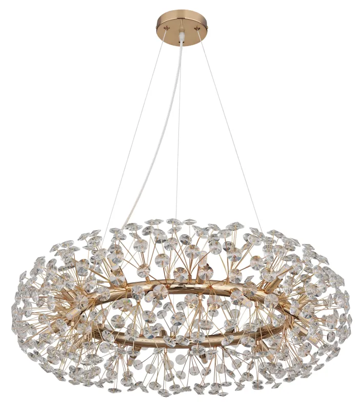Katrina Ø80 Goud kristal Van Globo Lighting - Katrina &auml;r en elegant rund kristallkrona i gyllene metall med gnistrande K9-kristaller som skapar en sofistikerad och lyxig atmosf&auml;r i ditt hem.