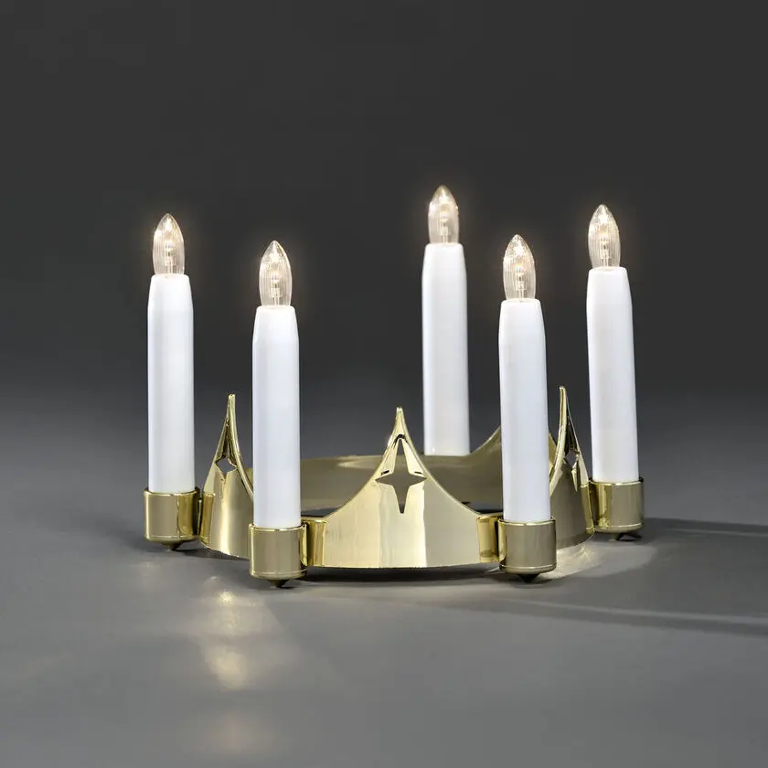 Lucia-kroon Goud Van Konstsmide - Ideaal voor Luciavieringen thuis, op school of onderweg.