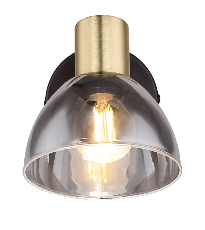 Jay 12cm Zwart leeslamp Van Globo Lighting - De lamp combineert zwart metaal, een matte afwerking en rookglas voor een verfijnde look die past in zowel de woonkamer als de slaapkamer of hal.